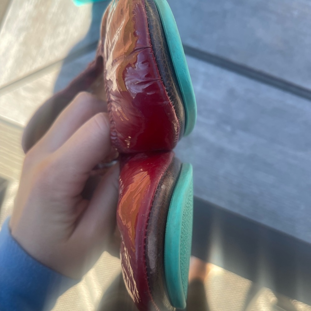 Ruby Red Patent Tieks In Size 8 - image 3